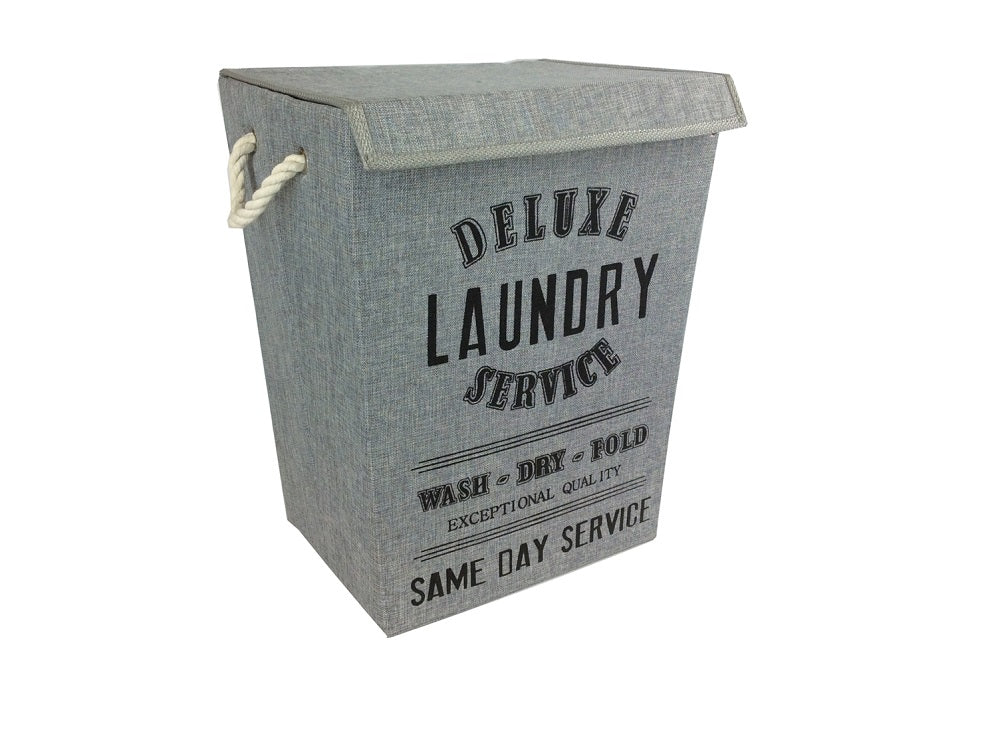 Καλάθι Απλύτων Γκρι Ύφασμα 30x40x51cm - Hippiehome.gr