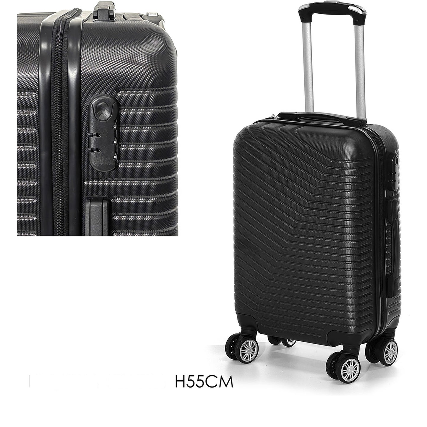 Βαλίτσα Καμπίνας Μαύρο Πολυπροπυλένιο 34.5x21x55cm - Hippiehome.gr