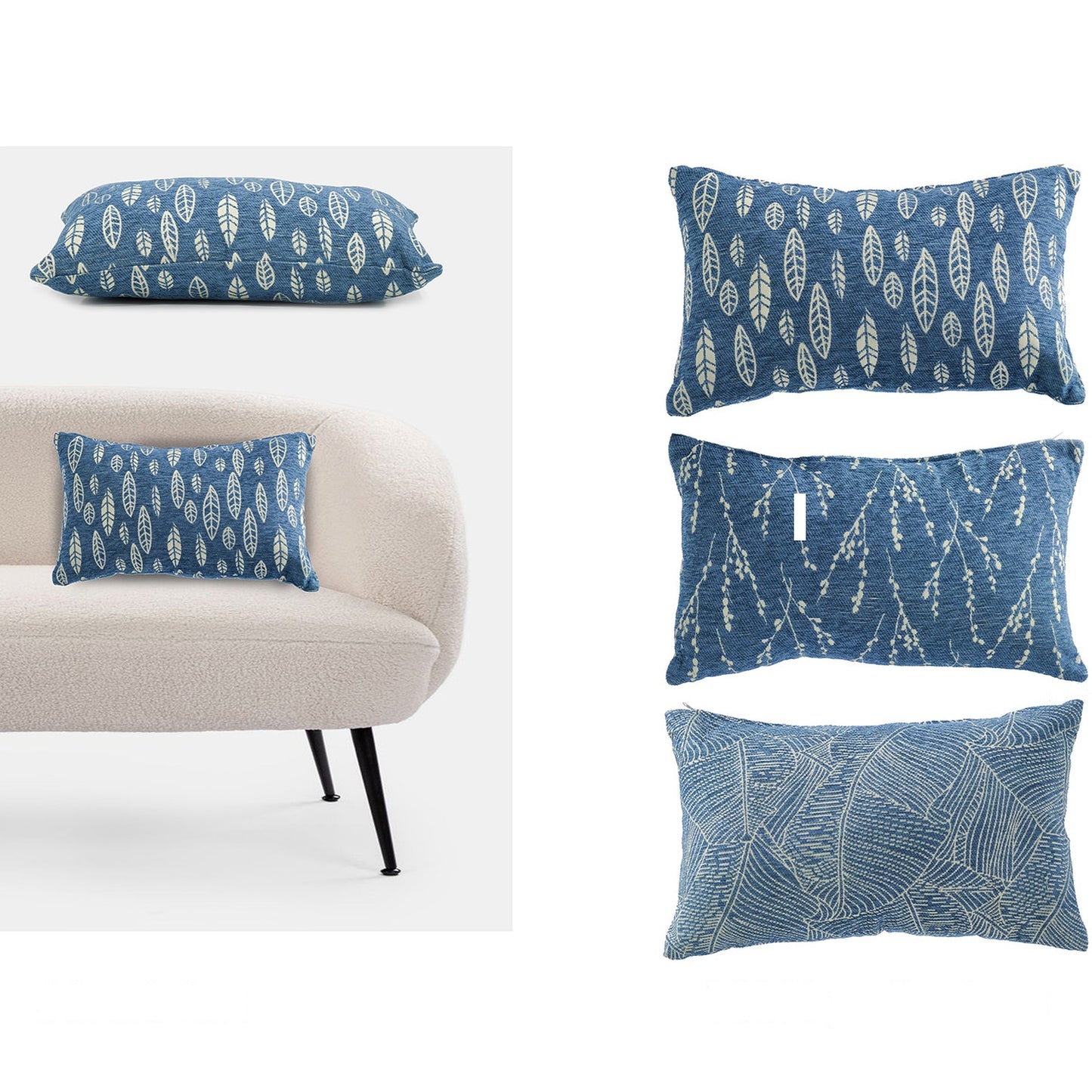 Μαξιλάρι Jacquard Μπλε/Λευκό 100% Πολυεστέρας 30x50cm Σε 3 Σχέδια - Hippiehome.gr