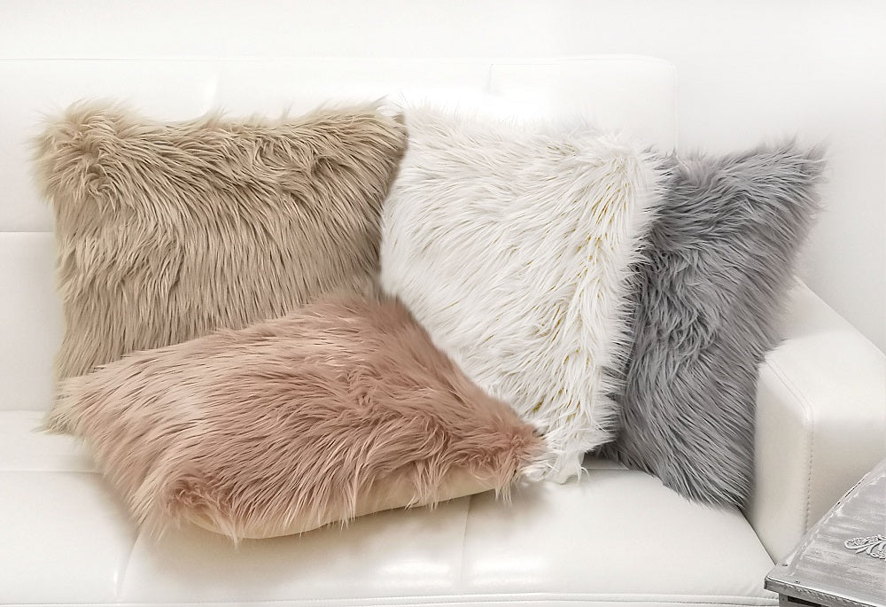 Μαξιλάρι Καναπέ Συνθετική Γούνα 45x45cm Σε 4 Χρώματα - Hippiehome.gr