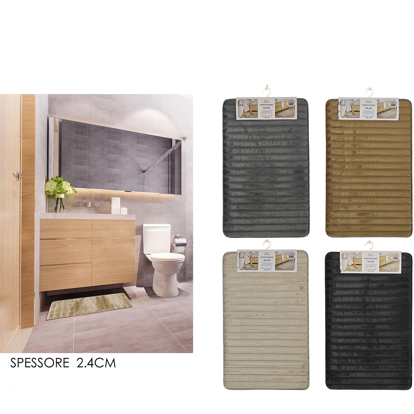 Πατάκι Μπάνιου Συνθετικό Πέλος 50x80cm Σε 4 Χρώματα - Hippiehome.gr