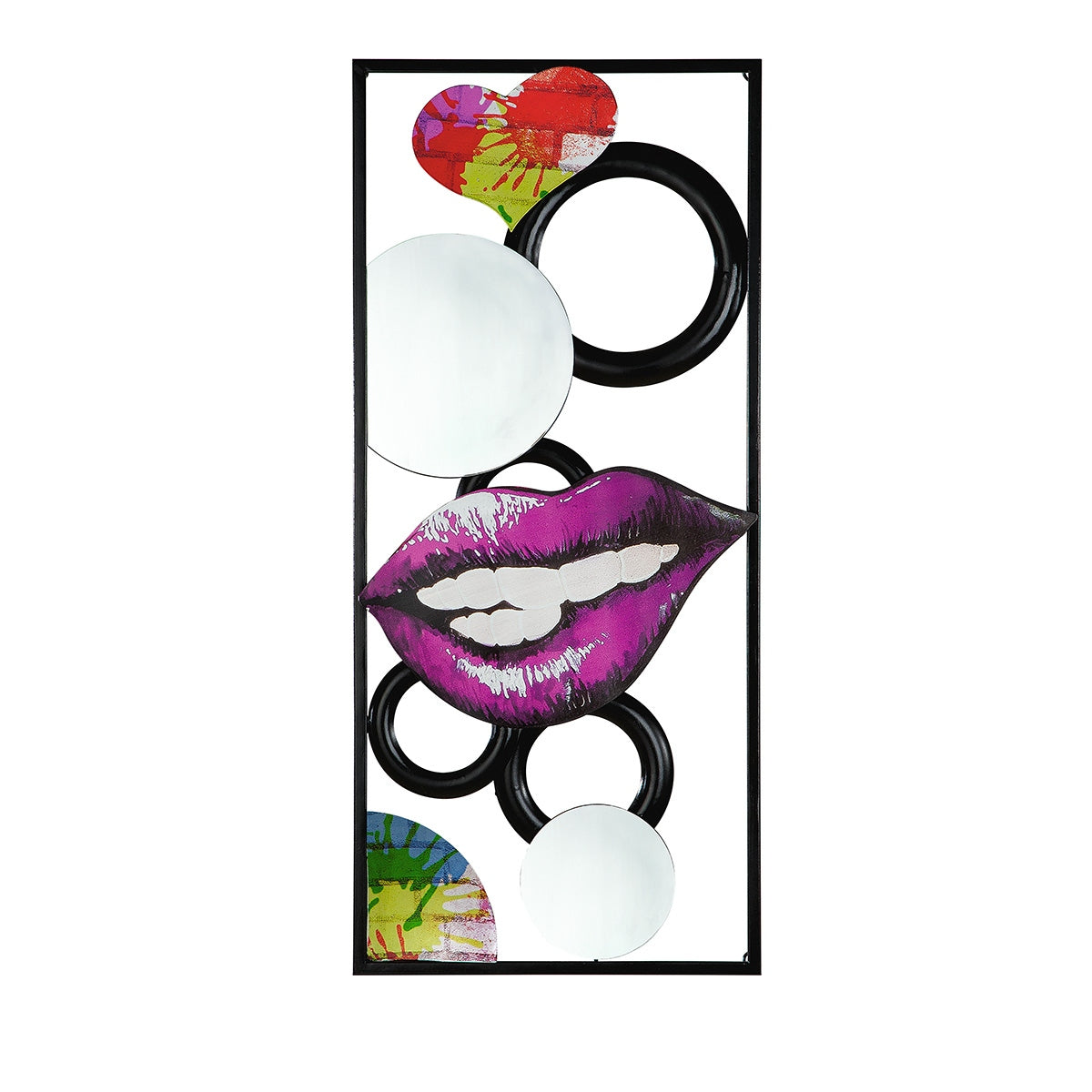 Wall Relief Rectangular "Street Art" Graffiti Motif Μέταλλο Καθρέφτης Γυάλινο Multi-Coloured PU 2 Pcs. Assorted L. 25 cm - Hippiehome.gr