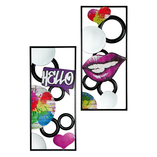 Wall Relief Rectangular "Street Art" Graffiti Motif Μέταλλο Καθρέφτης Γυάλινο Multi-Coloured PU 2 Pcs. Assorted L. 25 cm - Hippiehome.gr