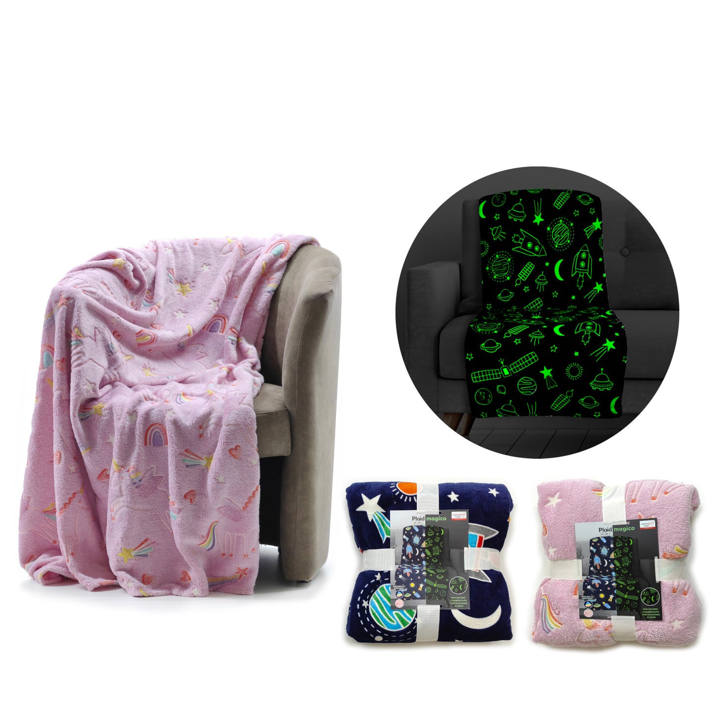 Κουβέρτα Μαγική Που Φωσφορίζει Στο Σκοτάδι 125x150cm Σε 2 Σχέδια - Hippiehome.gr