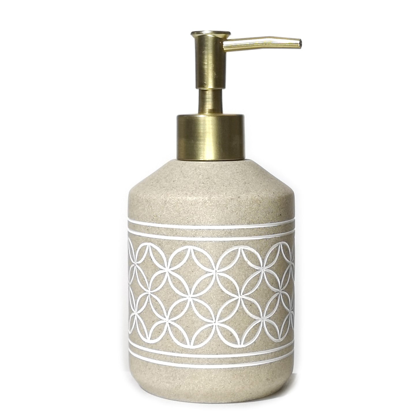 Ντισπένσερ Μπάνιου Γεωμετρικά Σχήματα Μπεζ Polyresin 300ml - Hippiehome.gr