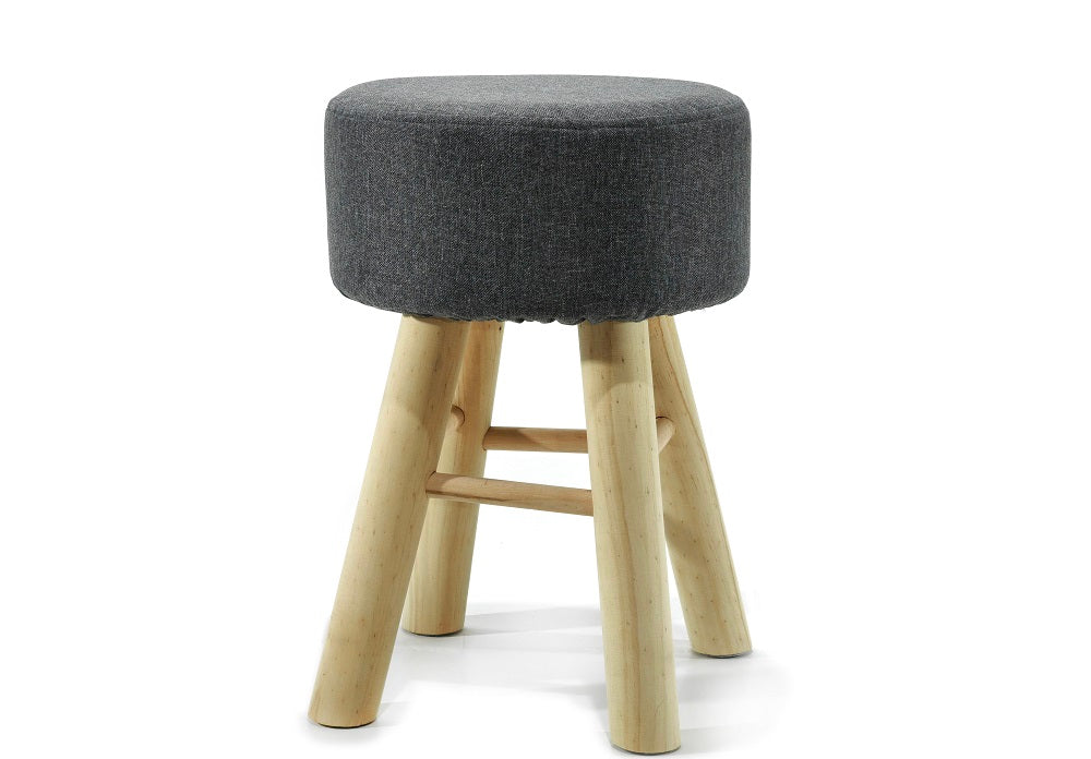 Σκαμπό Ανοιχτό Γκρι Ύφασμα/Ξύλο Φ28x42cm - Hippiehome.gr