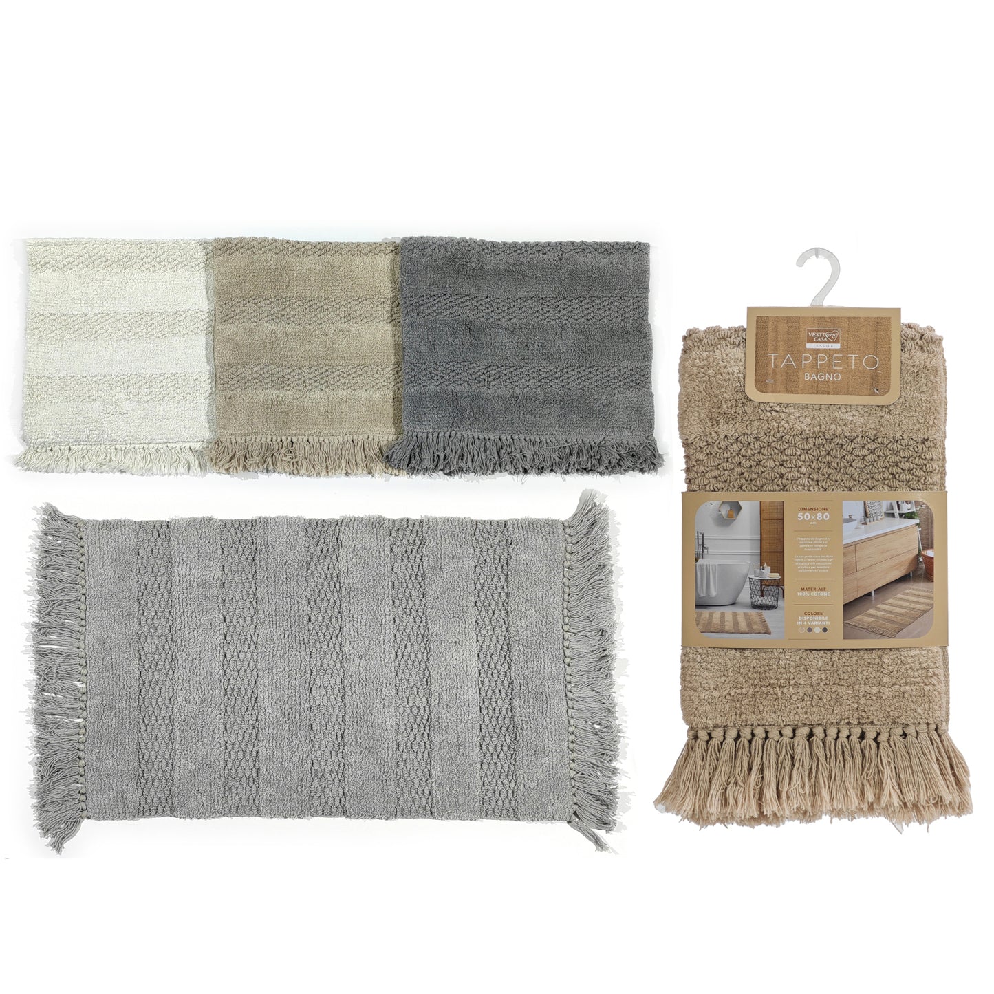 Χαλί Μπάνιου Βαμβακερό 50x80cm Σε 4 Χρώματα - Hippiehome.gr