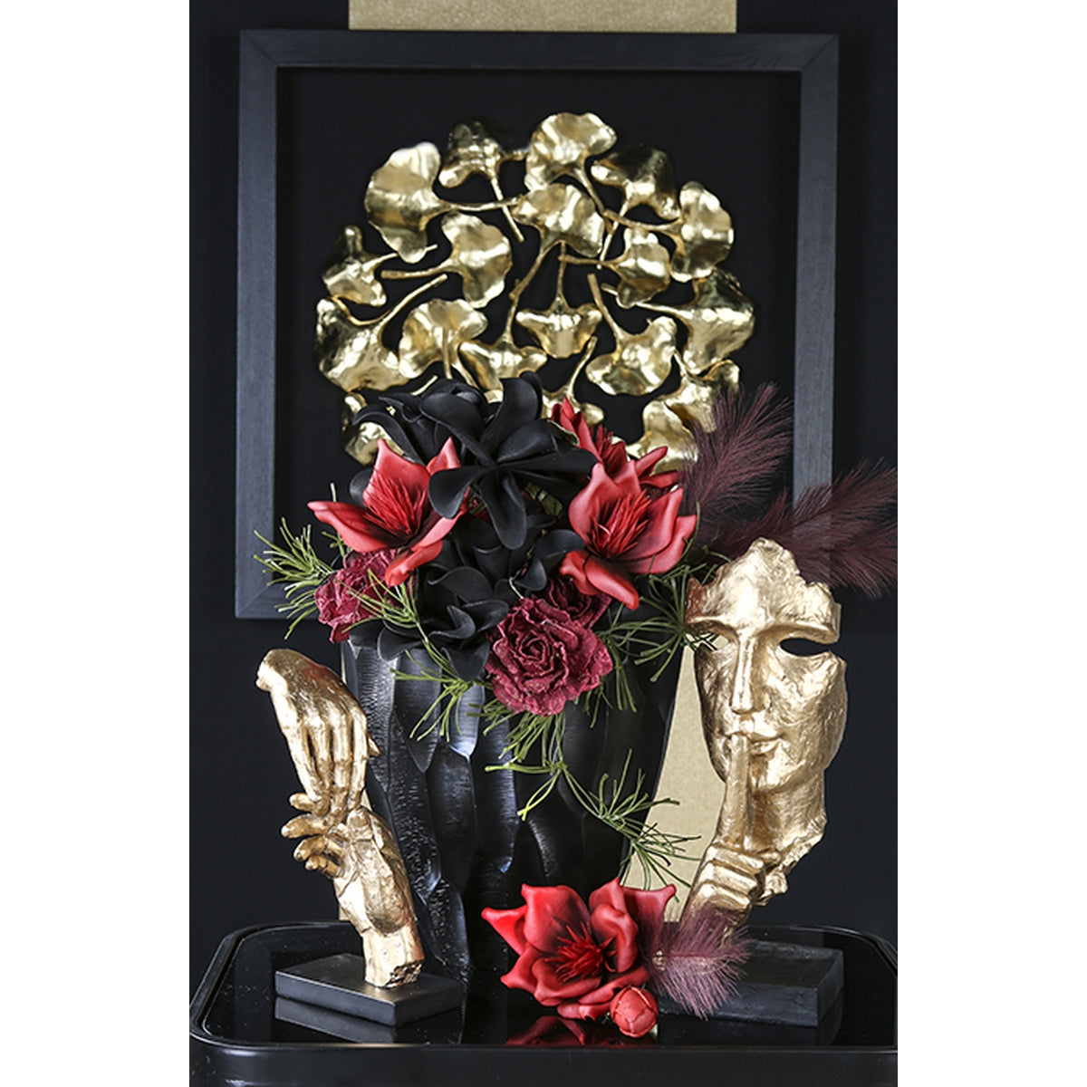 Γλυπτό Hands "Two Hands" Πολυρεζίνη Χρυσό PU 13.5x8x29cm - Hippiehome.gr