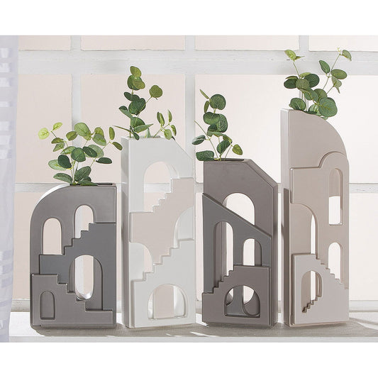 Βάζο ArteLibre Οίκος Γκρι Κεραμικό 14.5x8x35cm - Hippiehome.gr