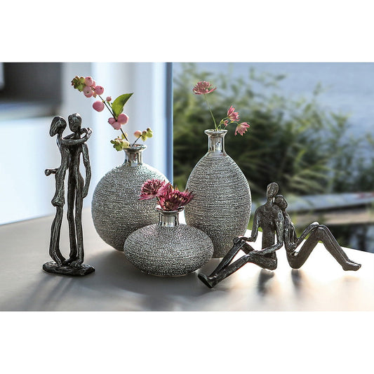 Βάζο ArteLibre Ασημί Κεραμικό Φ9x15cm Σε 3 Σχέδια - Hippiehome.gr