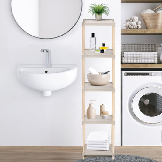 Ραφιέρα δαπέδου πλαστική - ξύλινη χρώμα φυσικό - μπεζ 28x25x137εκ. - Hippiehome.gr