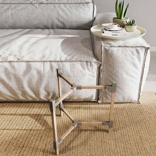 Τραπεζάκι βοηθητικό ξύλινο - πλαστικό χρώμα μπεζ Φ46x53εκ. - Hippiehome.gr