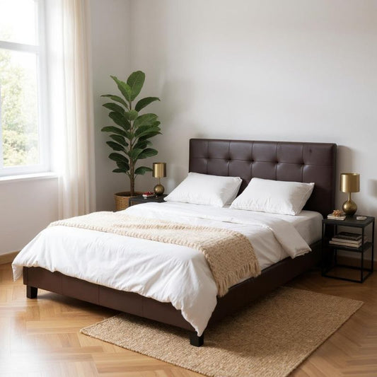 Κρεβάτι Sissy Megapap από τεχνόδερμα χρώμα καφέ 160x200εκ. - Hippiehome.gr