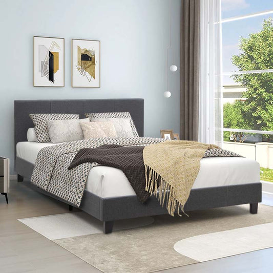 Κρεβάτι Flat Megapap υφασμάτινο χρώμα ανθρακί 160x200εκ. - Hippiehome.gr