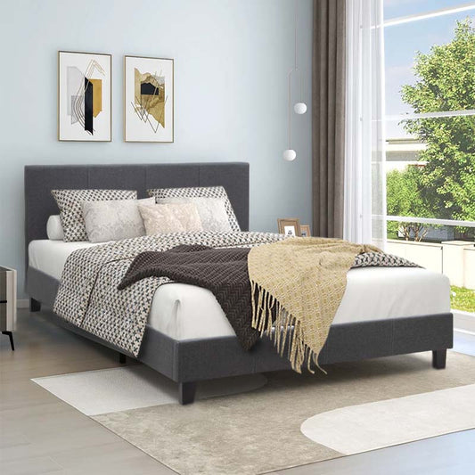 Κρεβάτι Flat Megapap υφασμάτινο χρώμα ανθρακί 150x200εκ. - Hippiehome.gr