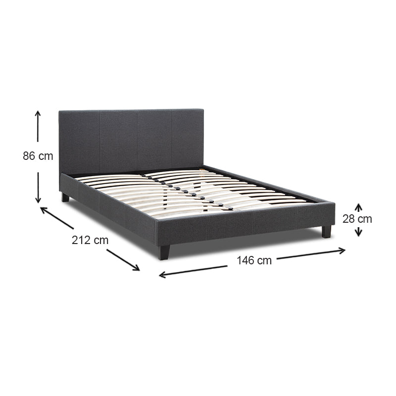Κρεβάτι Flat Megapap υφασμάτινο χρώμα ανθρακί 140x190εκ. - Hippiehome.gr