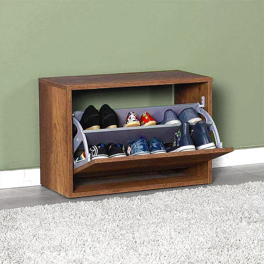 Παπουτσοθήκη μελαμίνης 6 ζεύγων Step Megapap σε χρώμα καρυδί 60x30x42εκ. - Hippiehome.gr