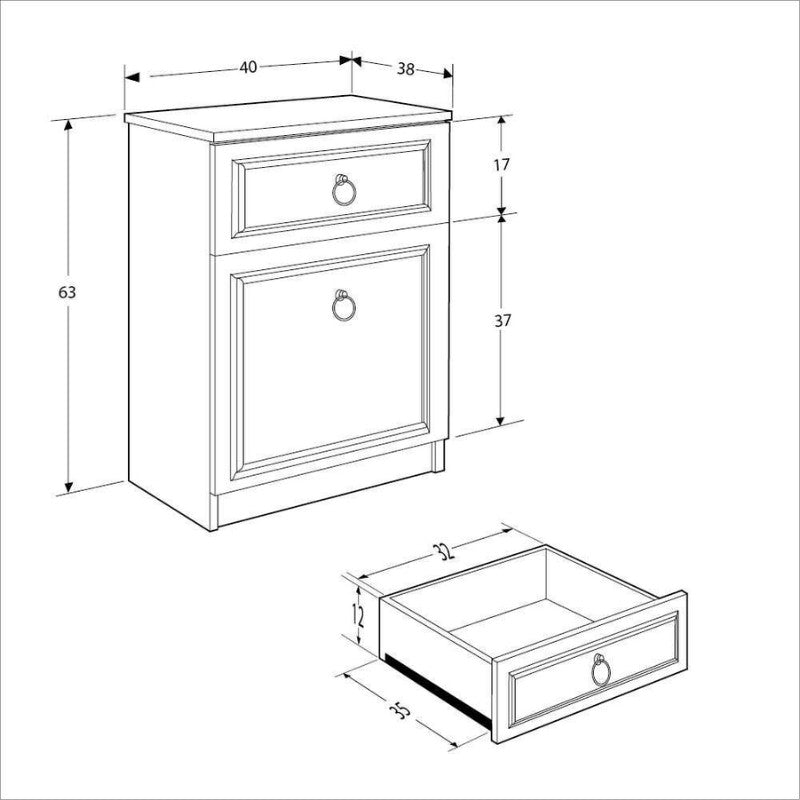 Κομοδίνο μελαμίνης Hampton Megapap χρώμα λευκό 40x38x63εκ. - Hippiehome.gr