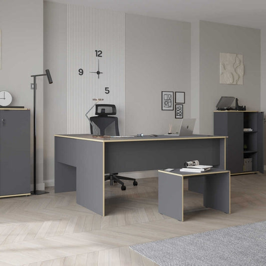 Γραφείο διευθυντικό Rio Megapap γωνιακό αναστρέψιμο χρώμα ανθρακί 160x144x75εκ. - Hippiehome.gr