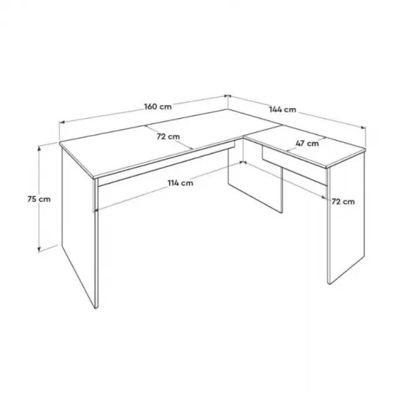 Γραφείο διευθυντικό Rio Megapap γωνιακό αναστρέψιμο χρώμα ανθρακί 160x144x75εκ. - Hippiehome.gr