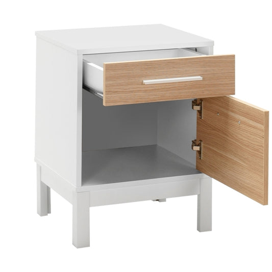 Κομοδίνο London Megapap χρώμα λευκό - oak 45x41x60εκ. - Hippiehome.gr