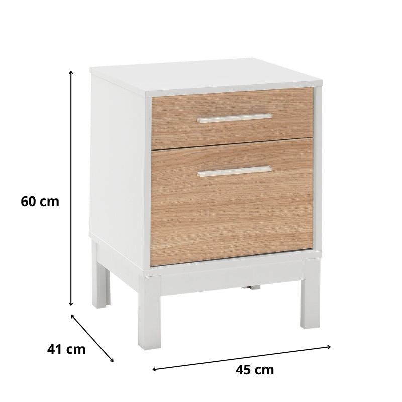 Κομοδίνο London Megapap χρώμα λευκό - oak 45x41x60εκ. - Hippiehome.gr