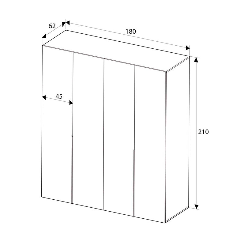 Ντουλάπα ρούχων Oryana Megapap τετράφυλλη χρώμα καρυδί 180x62x210εκ. - Hippiehome.gr