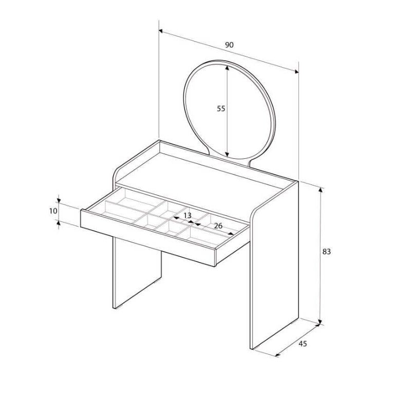 Τουαλέτα με καθρέπτη Curve Megapap χρώμα λευκό 90x47x142εκ. - Hippiehome.gr