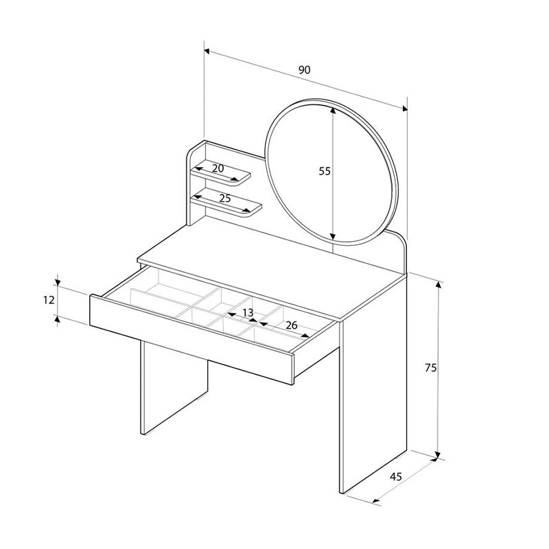 Τουαλέτα με καθρέπτη Dior Megapap χρώμα λευκό του πάγου 90x45x138εκ. - Hippiehome.gr