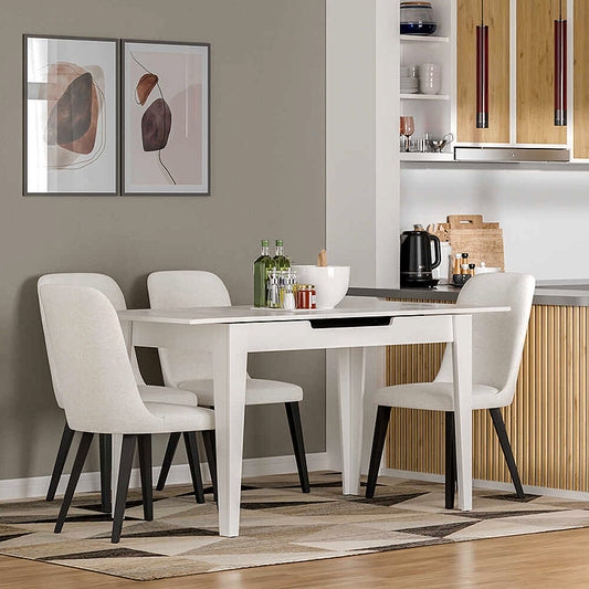 Τραπέζι Trendline Megapap επεκτεινόμενο χρώμα λευκό 120/150x70x75εκ. - Hippiehome.gr