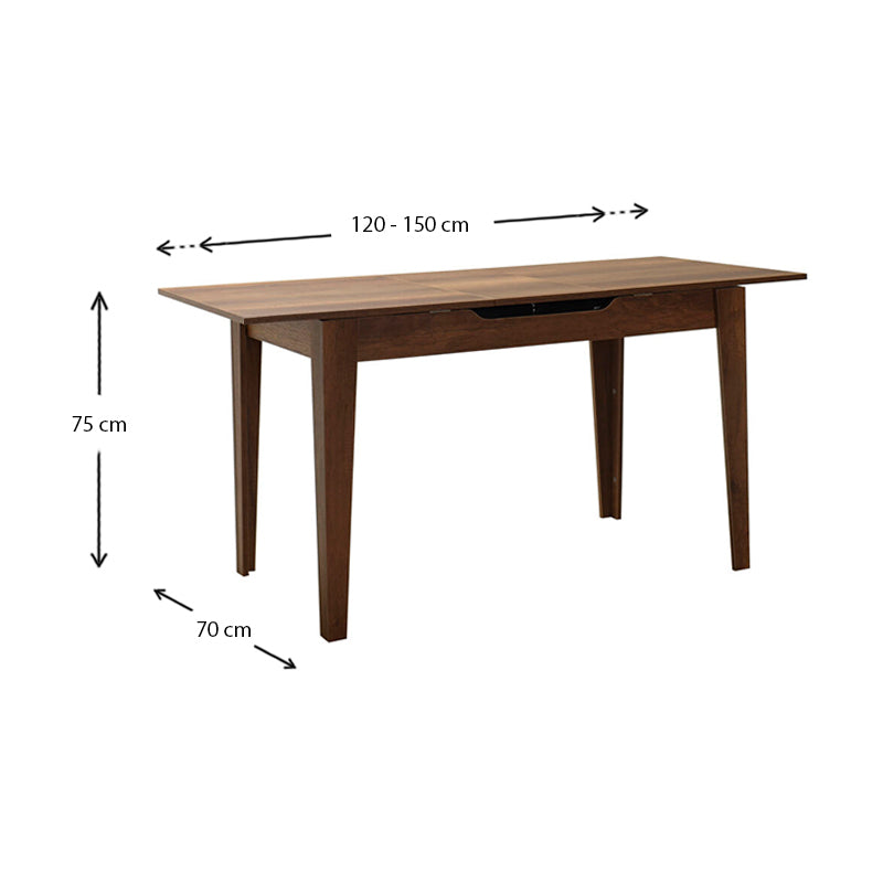 Τραπέζι Trendline Megapap επεκτεινόμενο χρώμα καρυδί 120/150x70x75εκ. - Hippiehome.gr