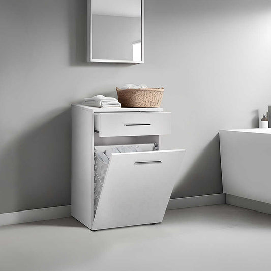 Ντουλάπι - Καλάθι απλύτων Diamond Megapap χρώμα λευκό gloss 52x38x83εκ. - Hippiehome.gr