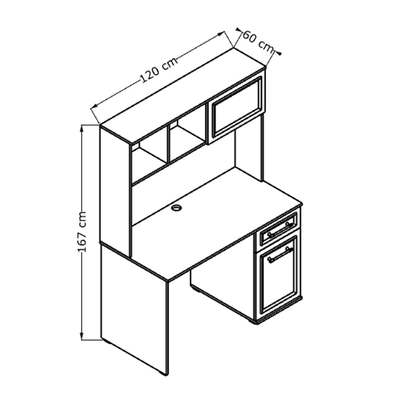 Γραφείο εργασίας Country Megapap χρώμα λευκό 120x60x167εκ. - Hippiehome.gr