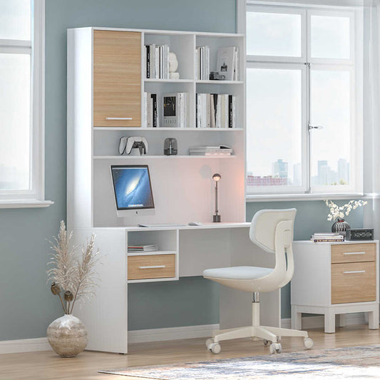 Γραφείο εργασίας London Megapap χρώμα λευκό - oak 120x60x196εκ. - Hippiehome.gr