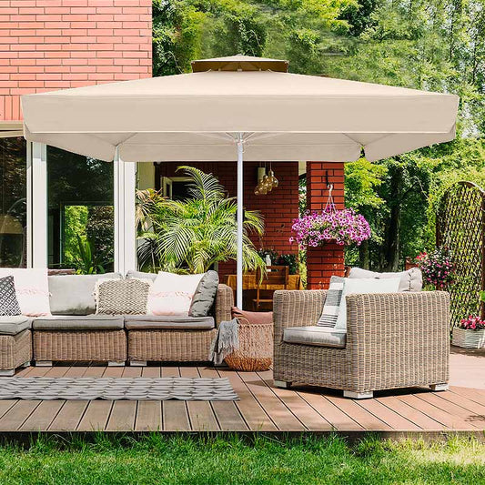 Ομπρέλα επαγγελματική Juno Megapap τηλεσκοπική αλουμινίου χρώμα εκρού 4x4m. - Hippiehome.gr