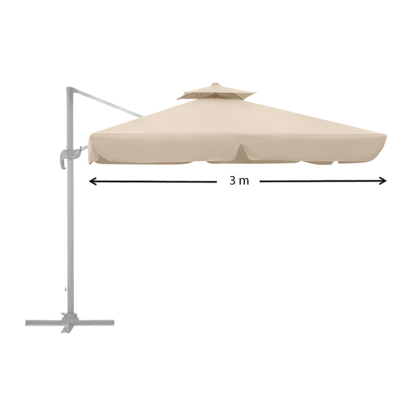 Ομπρέλα κρεμαστή επαγγελματική Pearl Megapap τηλεσκοπική αλουμινίου χρώμα εκρού 3x3m. - Hippiehome.gr