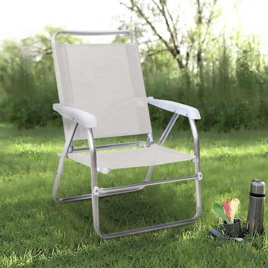 Καρεκλάκι παραλίας Alu Megapap αλουμινίου χρώμα λευκό 54x52x80εκ. - Hippiehome.gr