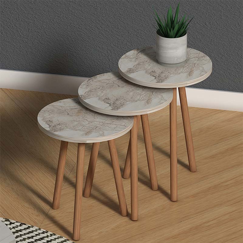 Τραπεζάκι σαλονιού + βοηθητικά τραπεζάκια Elips Megapap από μελαμίνη χρώμα εφέ μαρμάρου 90x50x41εκ. - Hippiehome.gr