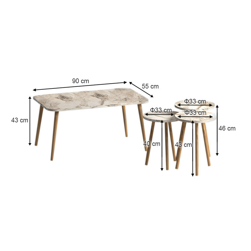 Τραπεζάκι σαλονιού σετ 4 τμχ Soul Megapap χρώμα μπεζ εφέ μαρμάρου 90x55x43εκ. - Hippiehome.gr