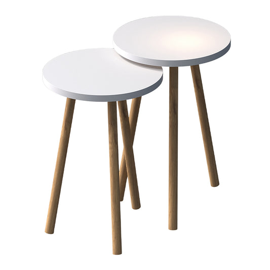 Τραπεζάκια βοηθητικά σετ 2 τμχ Roma Megapap χρώμα λευκό Ø34x46εκ. - Hippiehome.gr