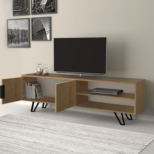 Έπιπλο τηλεόρασης Foot Megapap από μελαμίνη χρώμα sonoma 160x35x49εκ. - Hippiehome.gr