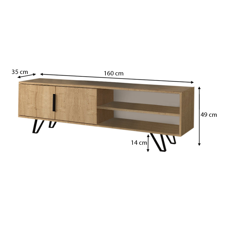 Έπιπλο τηλεόρασης Foot Megapap από μελαμίνη χρώμα sonoma 160x35x49εκ. - Hippiehome.gr