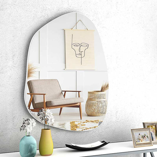 Καθρέφτης τοίχου Denza Megapap χρώμα λευκό 100x80x2,2εκ. - Hippiehome.gr