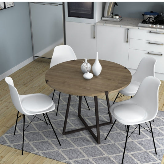 Τραπέζι Rubes Megapap χρώμα καρυδί - ανθρακί 100x100x78εκ. - Hippiehome.gr