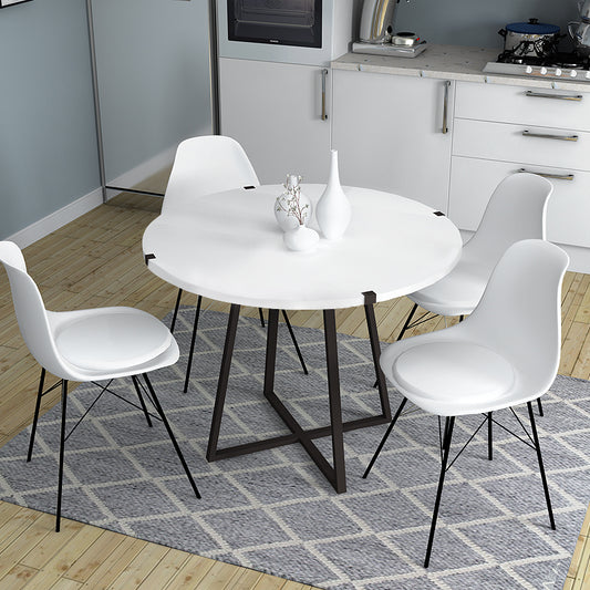 Τραπέζι Rubes Megapap χρώμα λευκό - ανθρακί 100x100x78εκ. - Hippiehome.gr