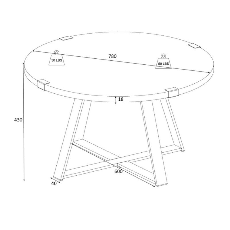 Τραπεζάκι σαλονιού Mauricio Megapap χρώμα καρυδί - ανθρακί 78x78x43εκ. - Hippiehome.gr
