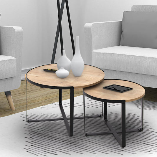 Σετ τραπεζάκια σαλονιού Davis Megapap 2τμχ. χρώμα φυσικό οξιάς 70x69x46εκ. - Hippiehome.gr