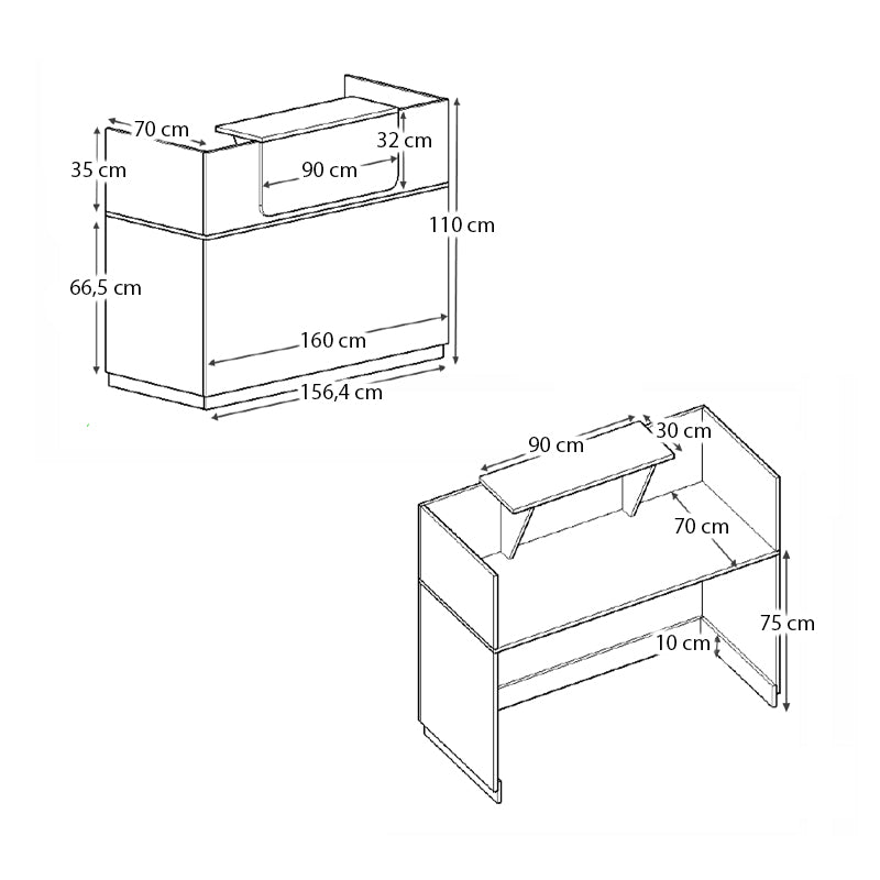 Γραφείο reception Lemmon Megapap χρώμα γκρι σκυροδέματος 160x70x110εκ. - Hippiehome.gr