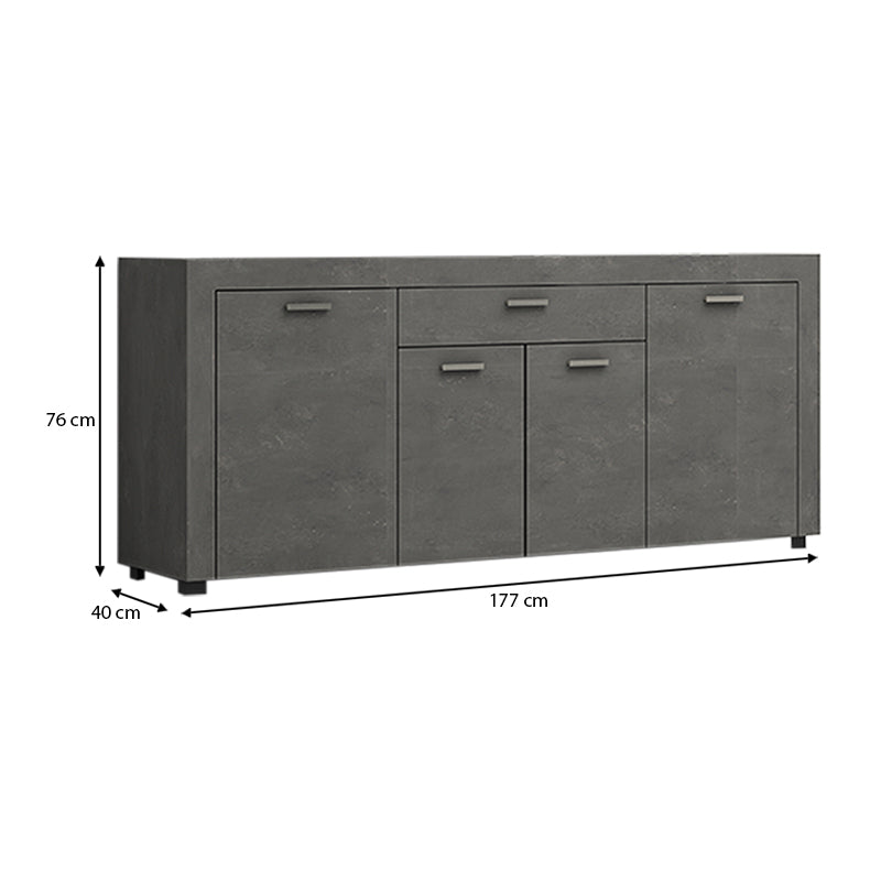 Μπουφές μελαμίνης Joseph Megapap χρώμα γκρι σκυροδέματος 177x40x76εκ. - Hippiehome.gr