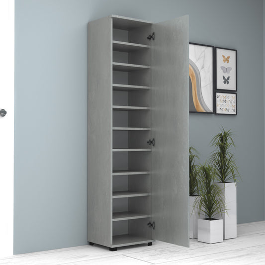 Ντουλάπα ρούχων - παπουτσοθήκη Visla Megapap μονόφυλλη με καθρέπτη χρώμα γκρι σκυροδέματος 45x36x187εκ. - Hippiehome.gr
